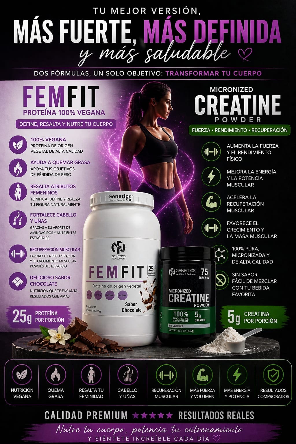 Proteina Femfit + Creatina Monohidratada