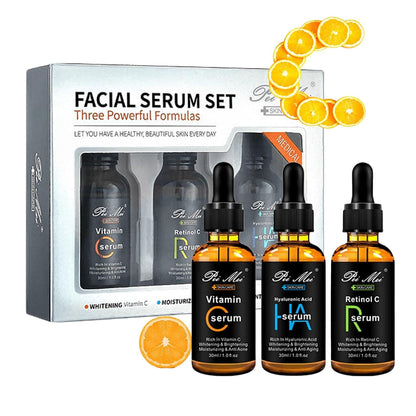 Set de Serums Faciales x 3 (Vitamina C - Ácido Hialurónico - Retinol)